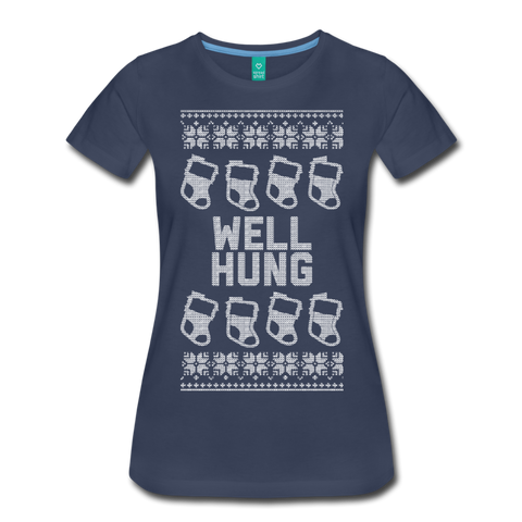 Well Hung - Women’s Premium T-Shirt - navy