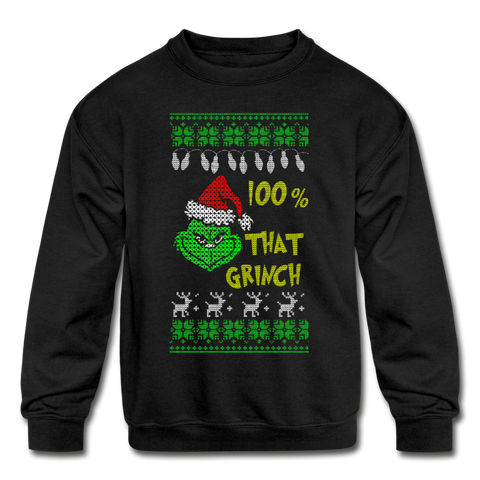 100% That Grinch - Kids' Crewneck Sweatshirt - black