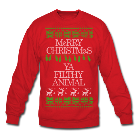 Merry Christmas Ya Filthy Animal - Crewneck Sweatshirt - red