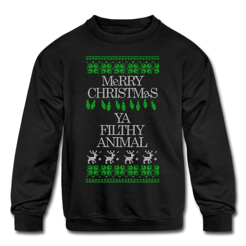 Merry Christmas Ya Filthy Animal - Kids' Crewneck Sweatshirt - black