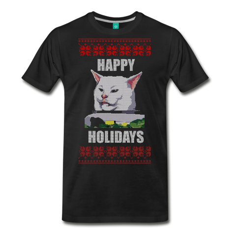 Yelling at Cat - Happy Holidays - Men's Premium T-Shirt - black